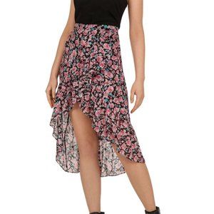 The Kooples Pink Candy Ruffled Floral - Print Skirt NWOT